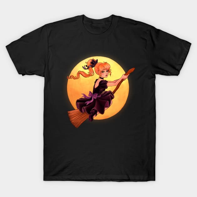 Witch Flight Across the Moon T-Shirt by AliceQuinn